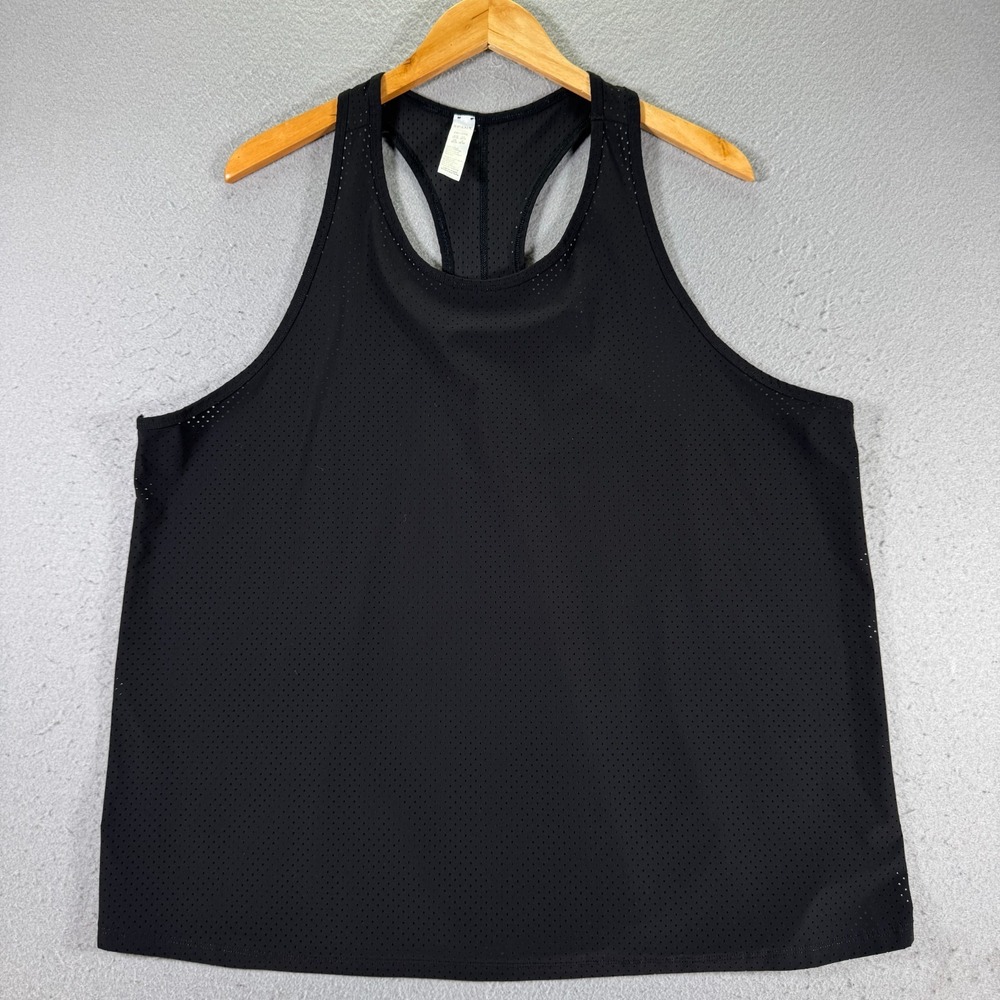 Spanx Perforated Tank Scoop Neck‎ Tops Womens 2XL Black Mesh Comfort Activewear